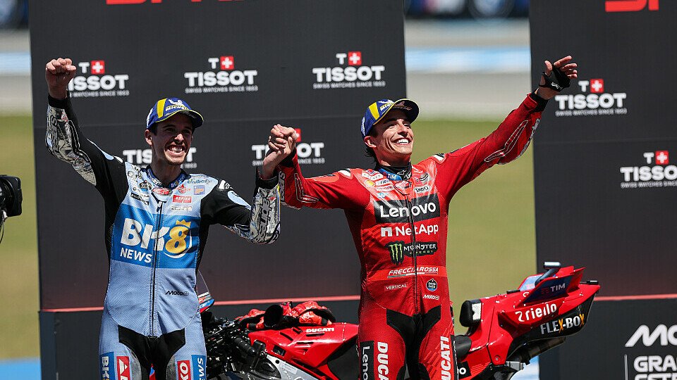 Sprint-Podium mit Alex Marquez (BK8 Gresini Racing MotoGP) und Sieger Marc Marquez (Ducati Lenovo Team)