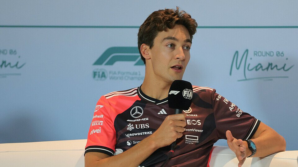 George Russell (Mercedes) bei der Formel-1-Pressekonferenz vor dem Miami-GP 2025 (USA)