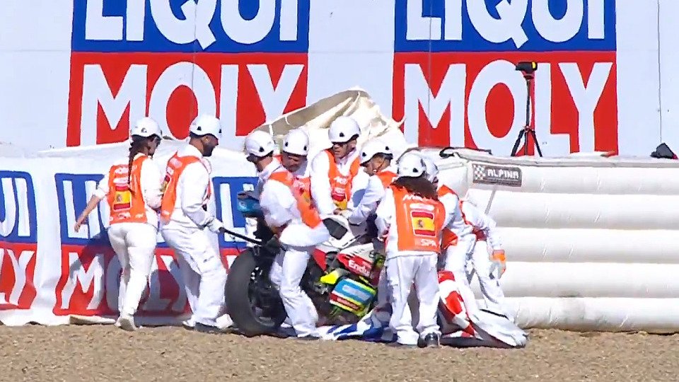 Franco Morbidelli zerstörte in Jerez im FP2 einen Airfence, Foto: Screenshot/MotoGP.com