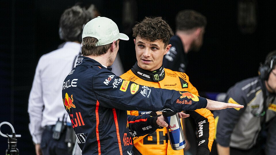 Max Verstappen und Lando Norris nach dem Qualifying von Miami im Gespräch
