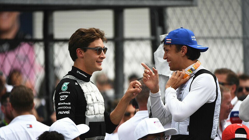 George Russell und Alex Albon sprechen vor dem F1-Rennen in Miami George Russell und Alex Albon sprechen vor dem F1-Rennen in Miami