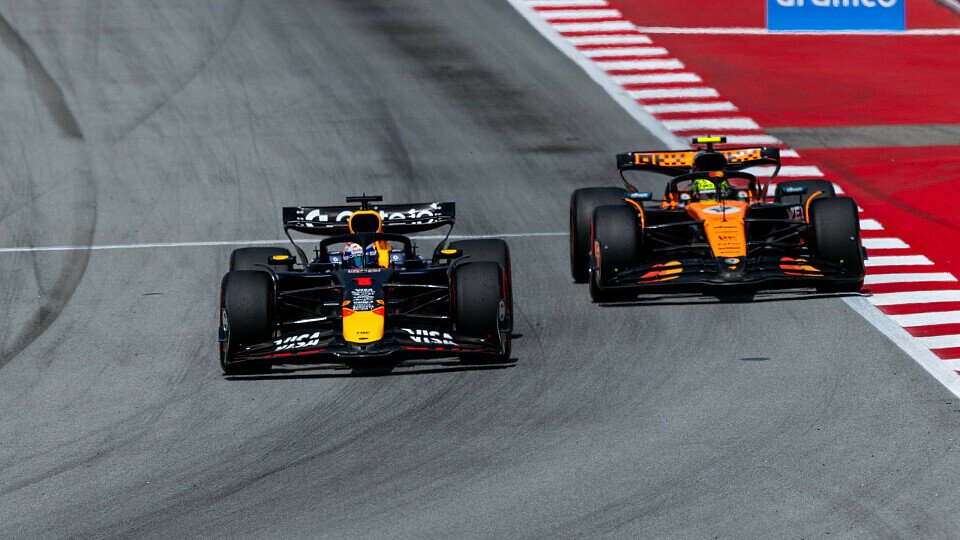 Max Verstappen verteidigt sich im Spanien-GP gegen Lando Norris Max Verstappen verteidigt sich im Spanien-GP gegen Lando Norris