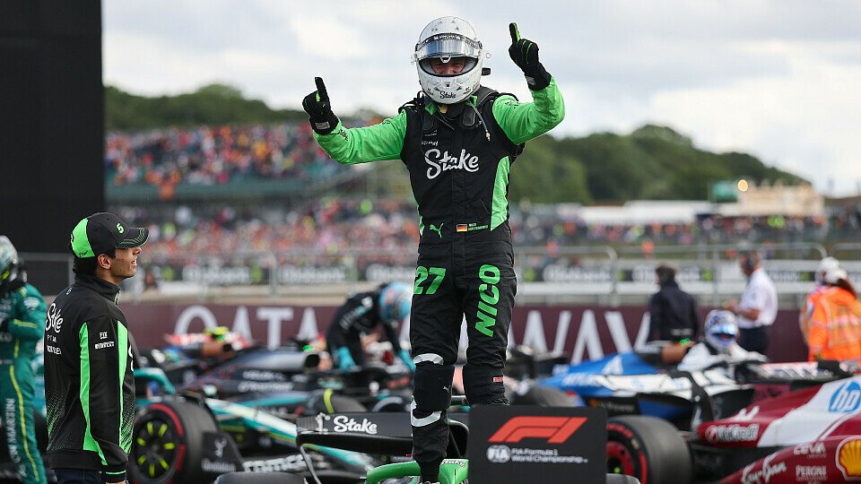 Sauber-Fahrer Nico Hülkenberg feiert den 3. Platz im Parc Ferme
