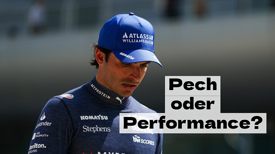 Williams-Fahrer Carlos Sainz Jr. im Parc Ferme mit Text: Pech oder Performance?