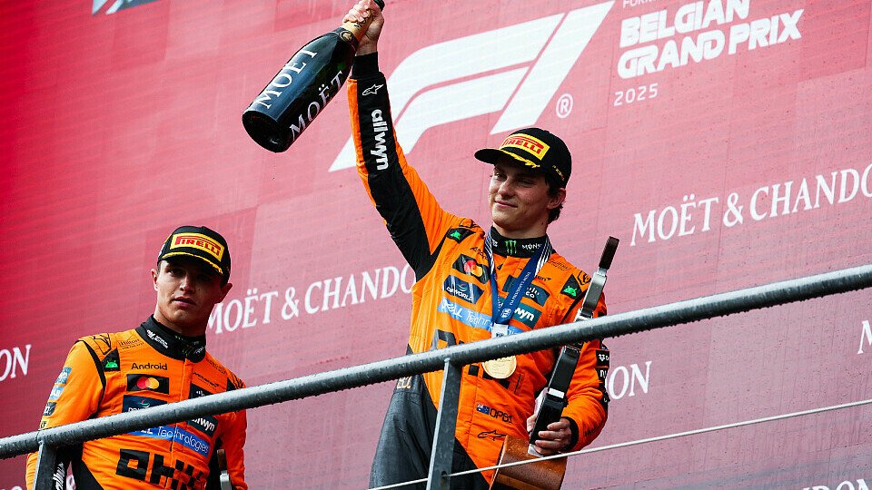 Oscar Piastri und Lando Norris auf dem Podium des Belgien GP