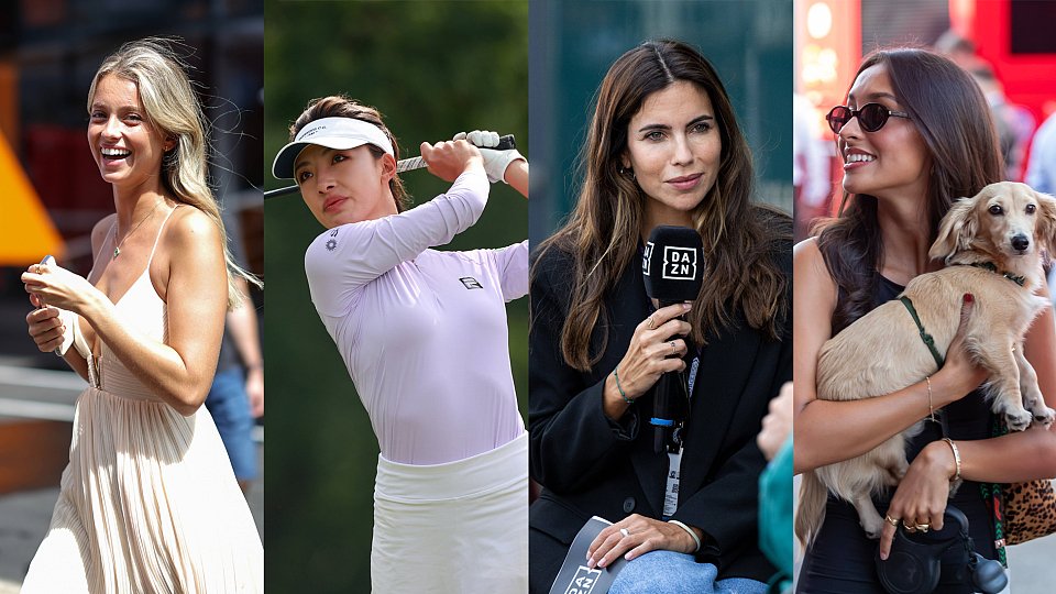 Kollage von Partnerinnen der F1-Fahrer. Von links: Margarida Corceiro, Lily Muni He, Melissa Jiménez, Alexandra Saint Mleux Kollage von Partnerinnen der F1-Fahrer. Von links: Margarida Corceiro, Lily Muni He, Melissa Jiménez, Alexandra Saint Mleux