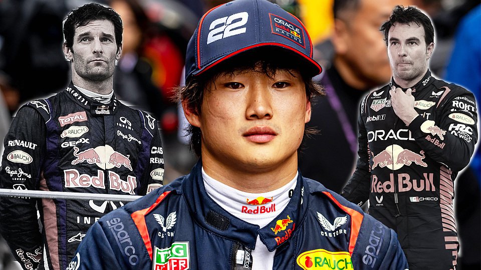 Bildmontage von Mark Webber (l.), Yuki Tsunoda und Sergio Perez