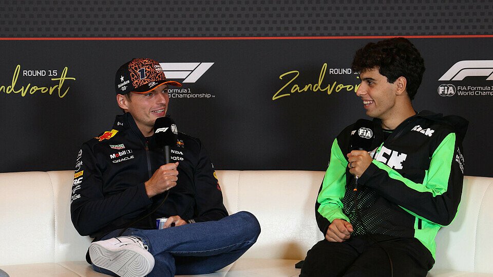 Max Verstappen und Gabriel Bortoleto stellen sich den Fragen der Journalisten Max Verstappen und Gabriel Bortoleto stellen sich den Fragen der Journalisten