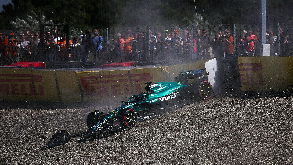 Lance Stroll in der Barriere von Kurve 13 auf dem Circuit Zandvoort