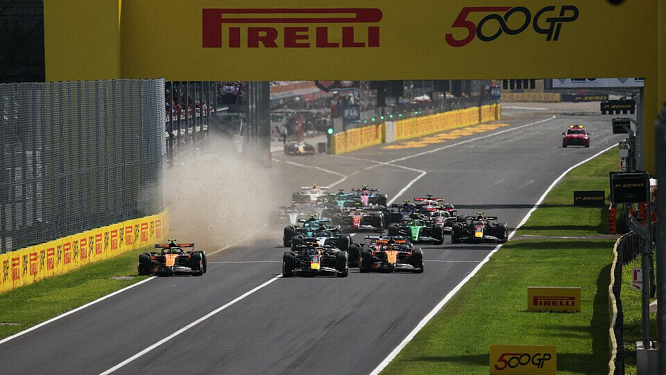 Start Italien GP, Lando Norris im Gras Start Italien GP, Lando Norris im Gras