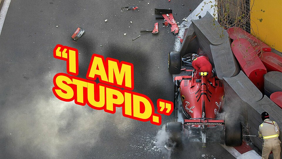 Charles Leclerc nach seinem Einschlag in die Wand in Baku Charles Leclerc nach seinem Einschlag in die Wand in Baku