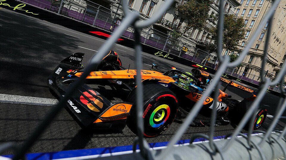 Lando Norris fährt ganz nah der Mauer entlang