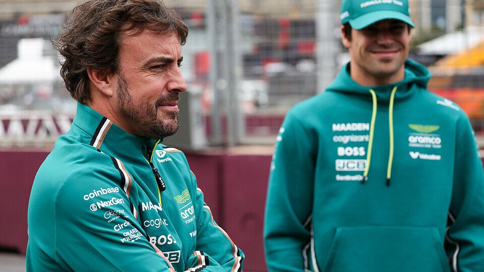 Fernando Alonso und Lance Stroll in der Boxengasse in Baku