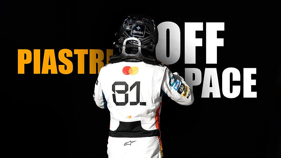 Oscar Piastri vor dem Schriftzug Piastri Off Pace