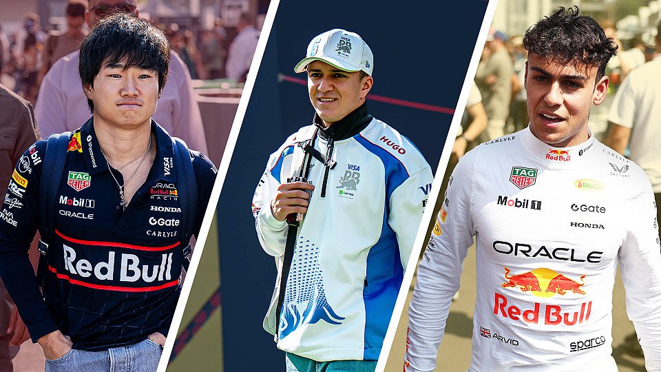 Bildmontage Yuki Tsunoda, Isack Hadjar, Arvid Lindblad