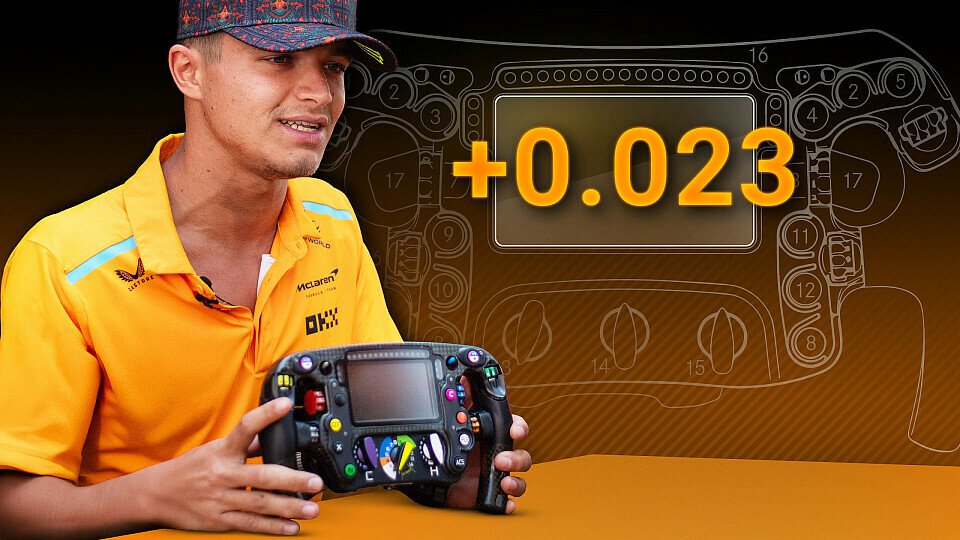 Lando Norris verzichtet an seinem Lenkrad auf die Delta-Zeit