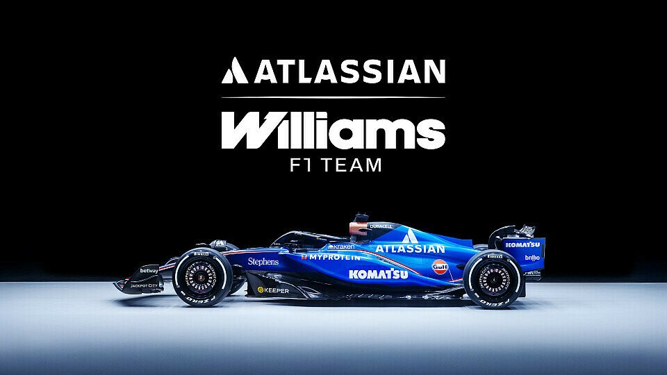 Der Williams FW47 mit dem neuen Atlassian Williams Formula 1 Team Logo.