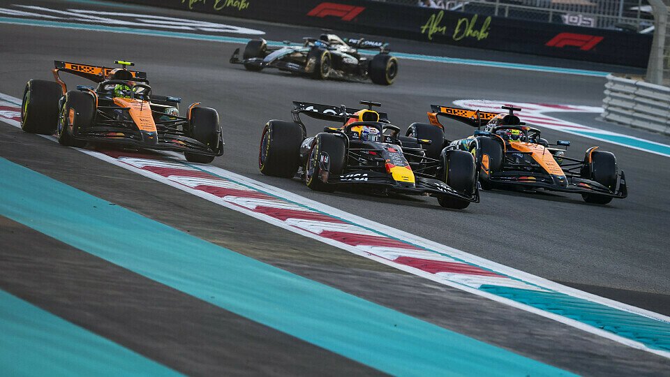 Lando Norris, Max Verstappen und Oscar Piastri beim Start in Abu Dhabi
