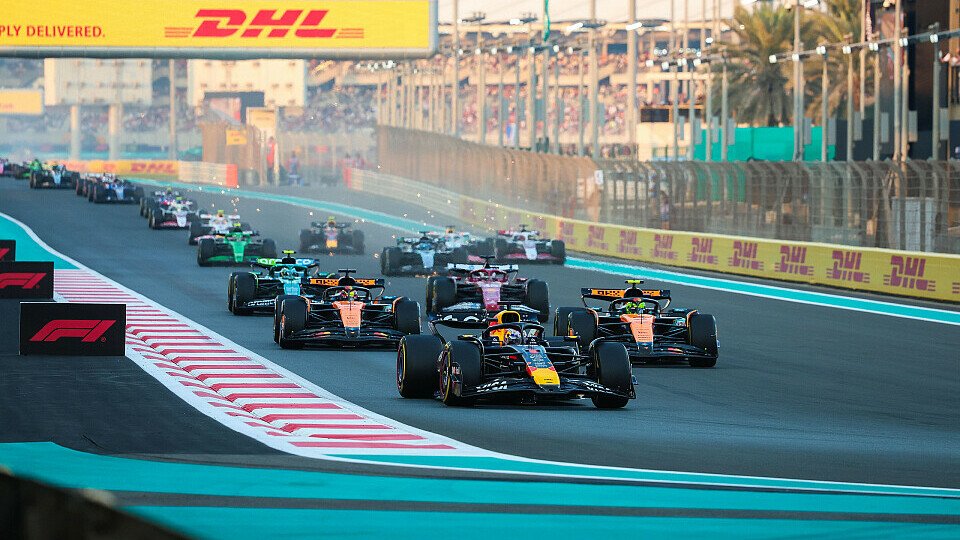 Lando Norris, Max Verstappen und Oscar Piastri beim Start in Abu Dhabi

