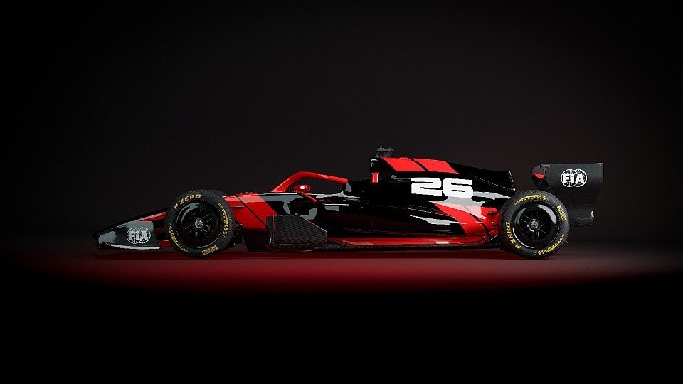 2026 F1-Bolide (Rendering) von der Seite