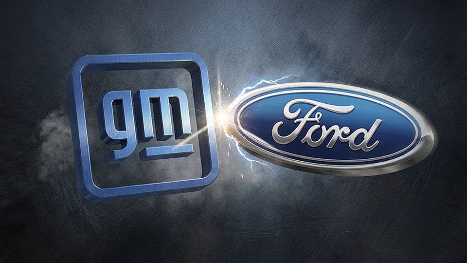 Bildmontage General Motors vs. Ford