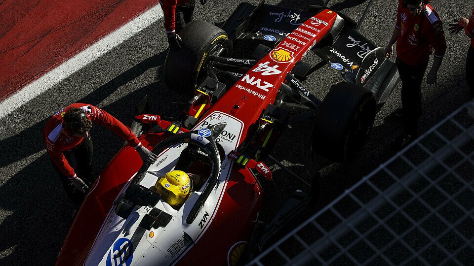 Der Ferrari von Lewis Hamilton bei den F1-Testfahrten in Barcelona
