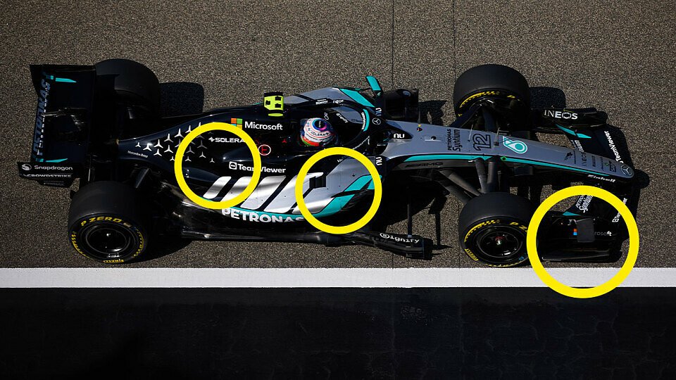 Technik-Details am Mercedes W17 beim zweiten Test in Bahrain
