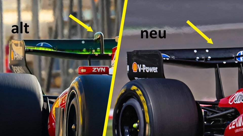 Technik-Details am Heckflügel des Ferrari SF-26 beim Formel-1-Test in Bahrain Technik-Details am Heckflügel des Ferrari SF-26 beim Formel-1-Test in Bahrain