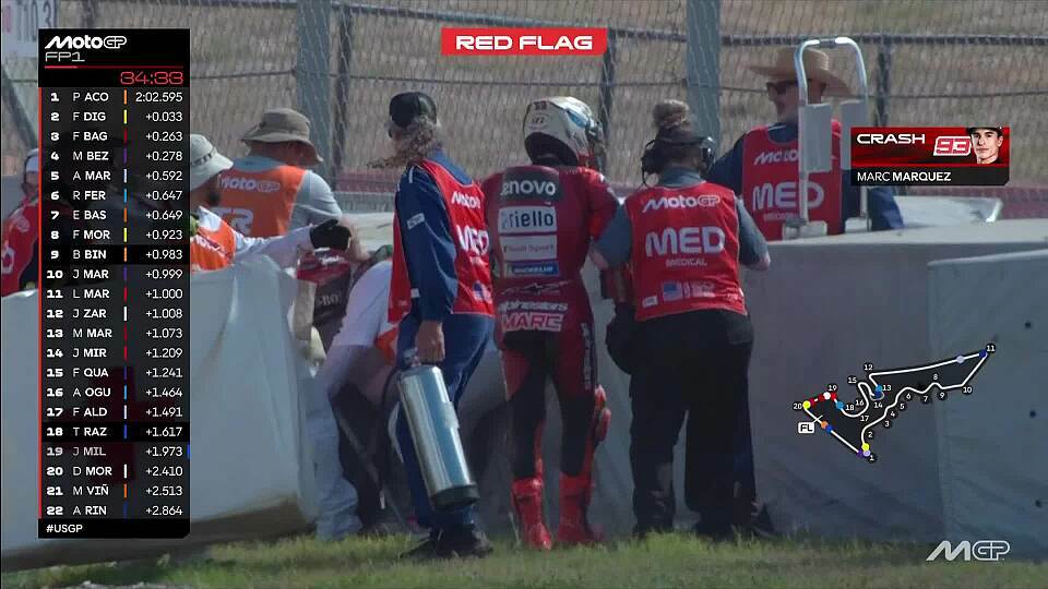Marc Marquez nach seinem Sturz im FP1 von Austin