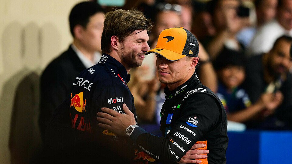 Lando Norris und Max Verstappen nach dem Abu Dhabi GP 2025.