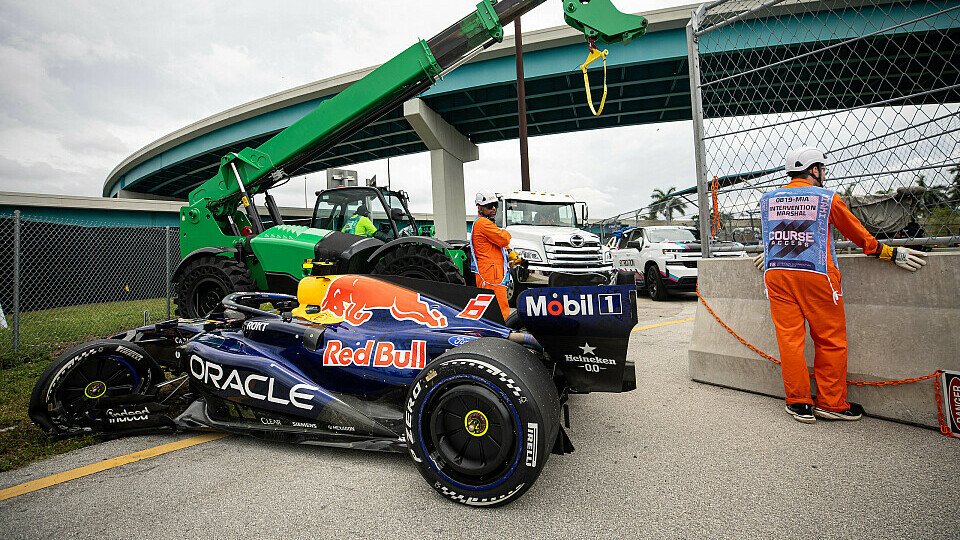 Isack Hadjars verunfallter Red Bull beim Miami GP 2026.