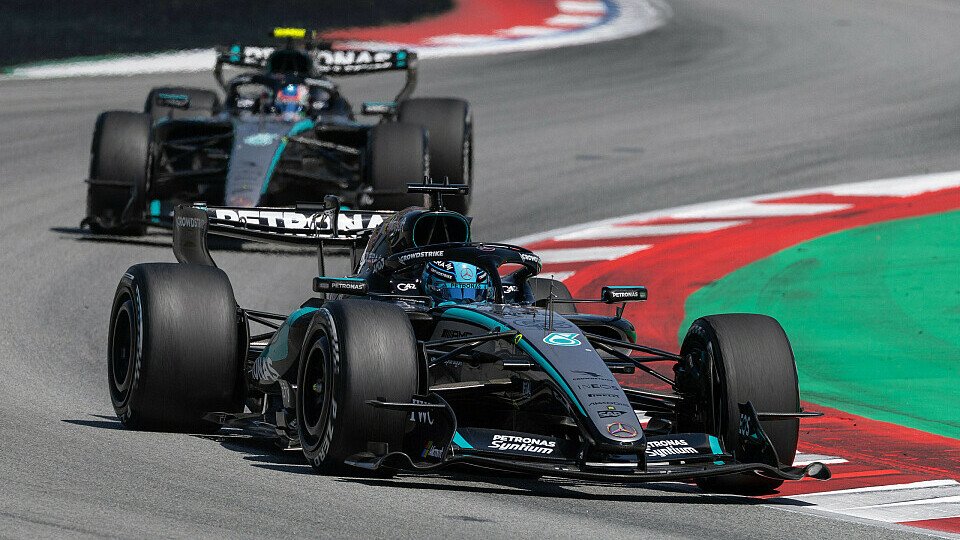 George Russell vor Kimi Antonelli (beide Mercedes) beim Rennen der Formel 1 in Barcelona-Catalunya 2026 George Russell vor Kimi Antonelli (beide Mercedes) beim Rennen der Formel 1 in Barcelona-Catalunya 2026