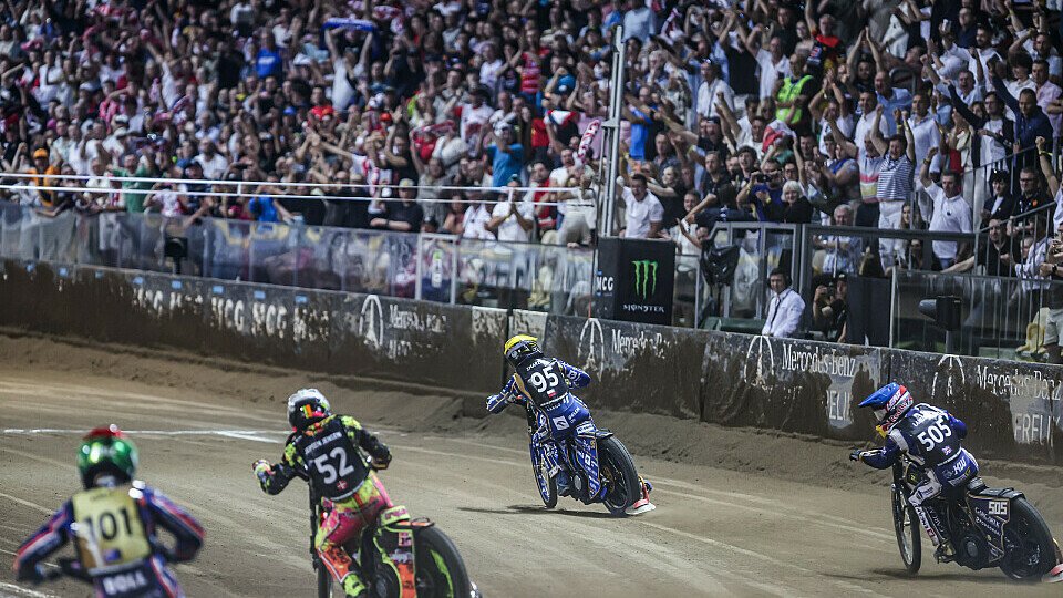 Zmarzlik (Polen), Kurtz (Australien), Jepsen Jensen (Dänemark) & Lambert (UK) beim Finale des Speedway GP in Breslau/Wroclaw Zmarzlik (Polen), Kurtz (Australien), Jepsen Jensen (Dänemark) & Lambert (UK) beim Finale des Speedway GP in Breslau/Wroclaw