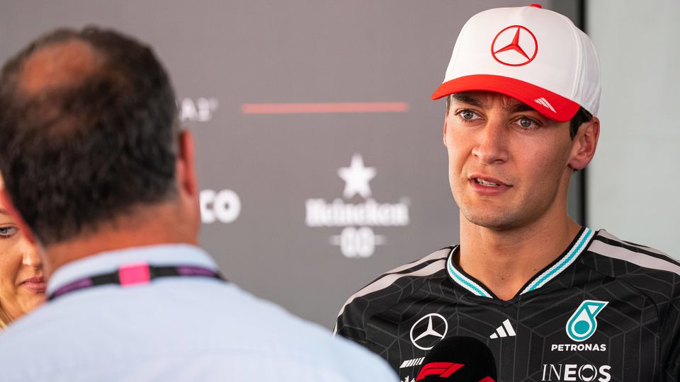 George Russell (Mercedes) am Donnerstag beim Formel-1-GP in Madrid (Spanien) 2026 am Madring; Portrait George Russell (Mercedes) am Donnerstag beim Formel-1-GP in Madrid (Spanien) 2026 am Madring; Portrait