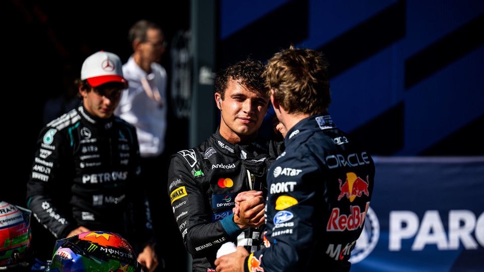 Lando Norris und Max Verstappen am Samstag bei der Formel 1 in Madrid
