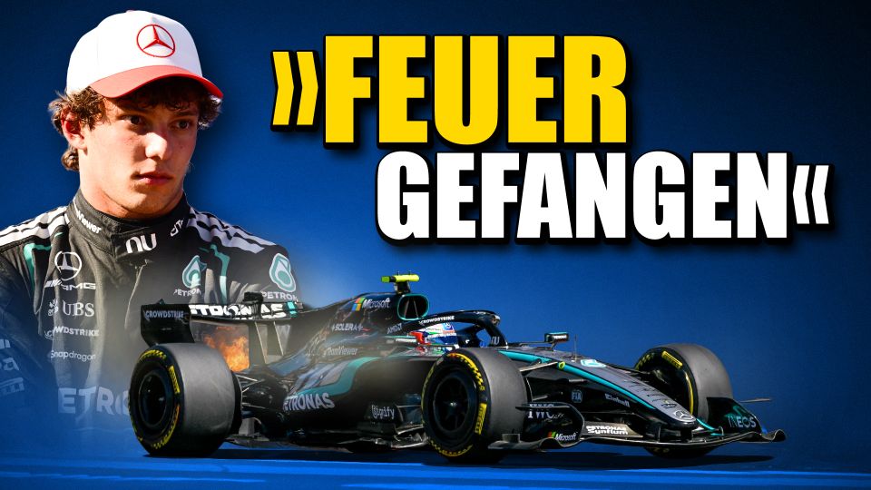 Kimi Antonellis Mercedes fängt im Training in Baku Feuer